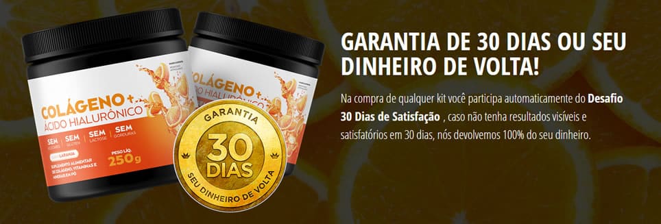 Garantia de 30 dias na compra do ácido hialuronico