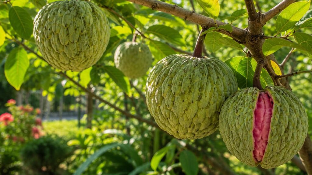 Ilama a fruta que possui várias tonalidades de cor